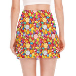 Colorful Candy Pattern Print Side Slit Mini Skirt