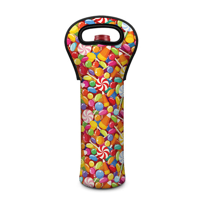 Colorful Candy Pattern Print Single Neoprene Wine Tote