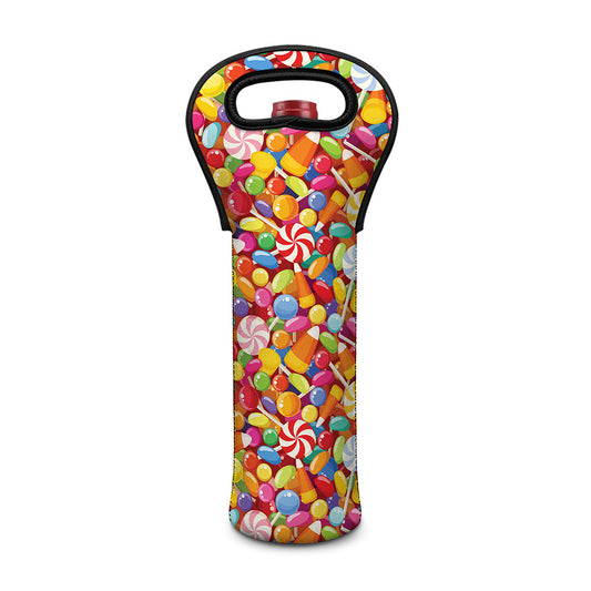 Colorful Candy Pattern Print Single Neoprene Wine Tote