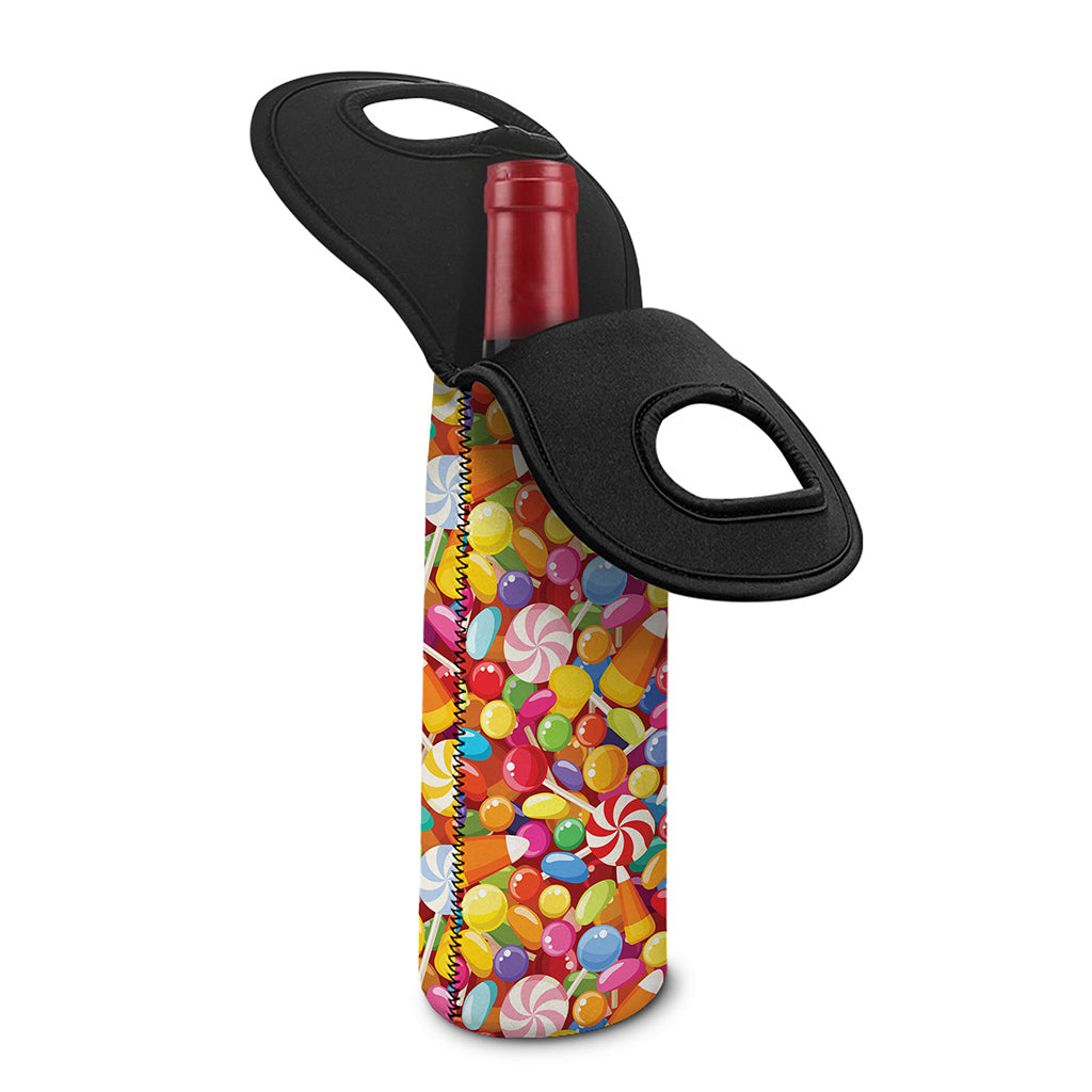 Colorful Candy Pattern Print Single Neoprene Wine Tote