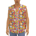 Colorful Candy Pattern Print Sleeveless Baseball Jersey