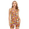 Colorful Candy Pattern Print Sleeveless One Piece Swimsuit