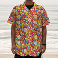 Colorful Candy Pattern Print Textured Short Sleeve Shirt
