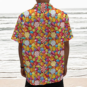 Colorful Candy Pattern Print Textured Short Sleeve Shirt