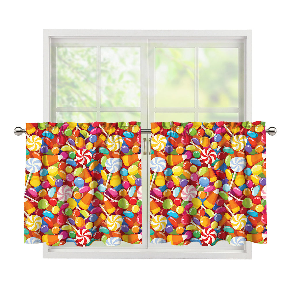 Colorful Candy Pattern Print Tier Curtains