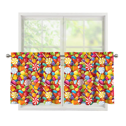 Colorful Candy Pattern Print Tier Curtains