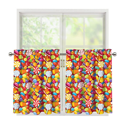 Colorful Candy Pattern Print Tier Curtains