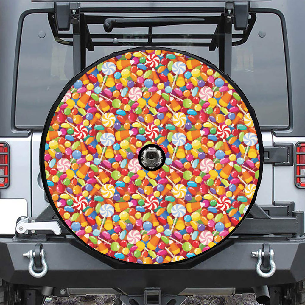 Colorful Candy Pattern Print Tire Cover With Camera Hole