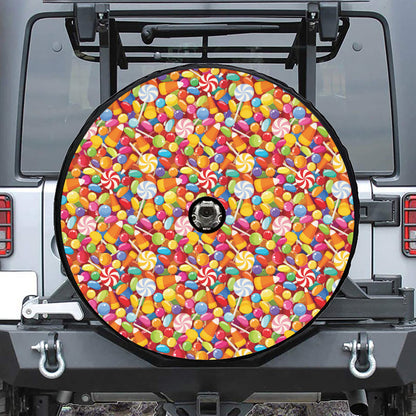 Colorful Candy Pattern Print Tire Cover With Camera Hole
