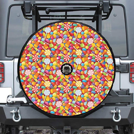 Colorful Candy Pattern Print Tire Cover With Camera Hole
