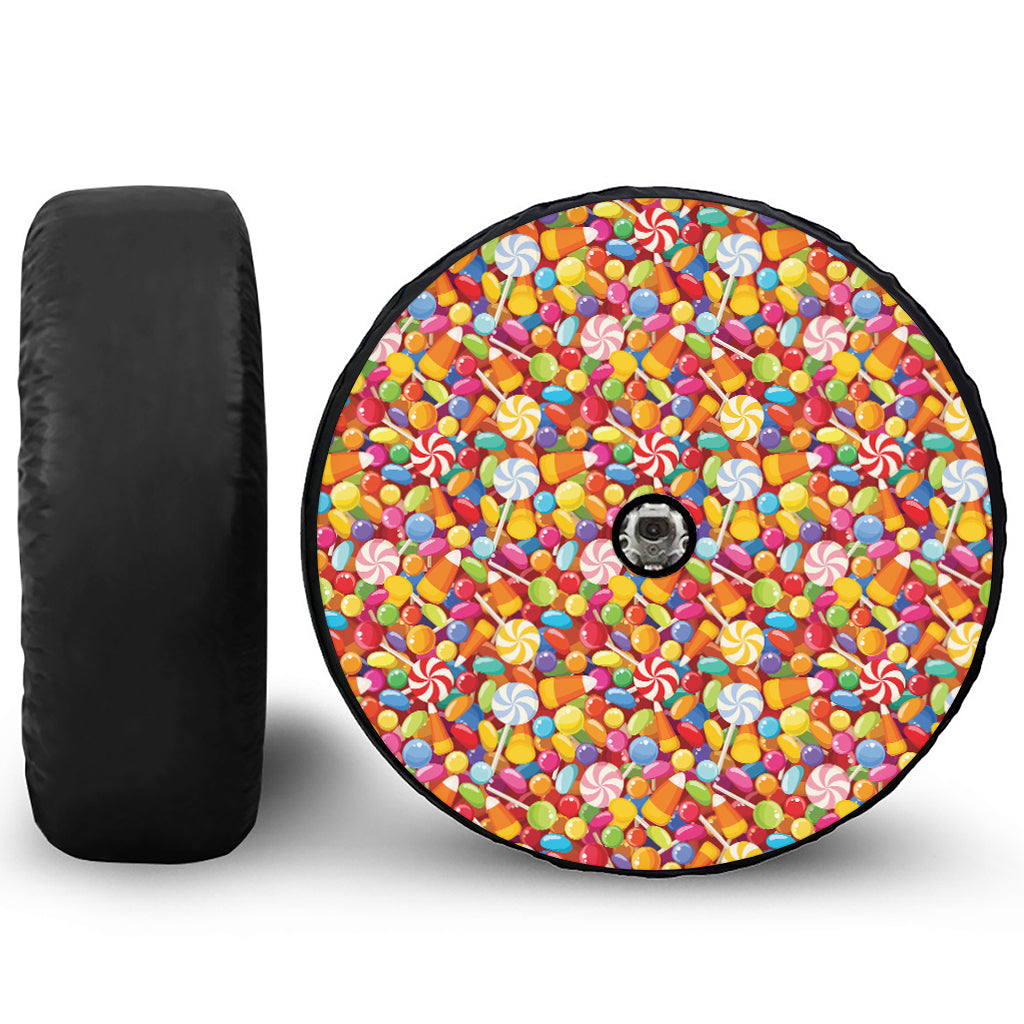 Colorful Candy Pattern Print Tire Cover With Camera Hole
