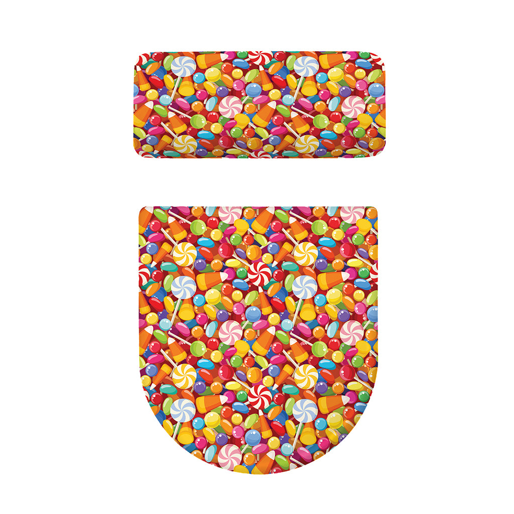 Colorful Candy Pattern Print Toilet Lid And Tank Cover Set