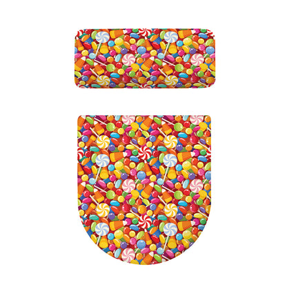 Colorful Candy Pattern Print Toilet Lid And Tank Cover Set