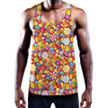 Colorful Candy Pattern Print Men's Workout Tank Top