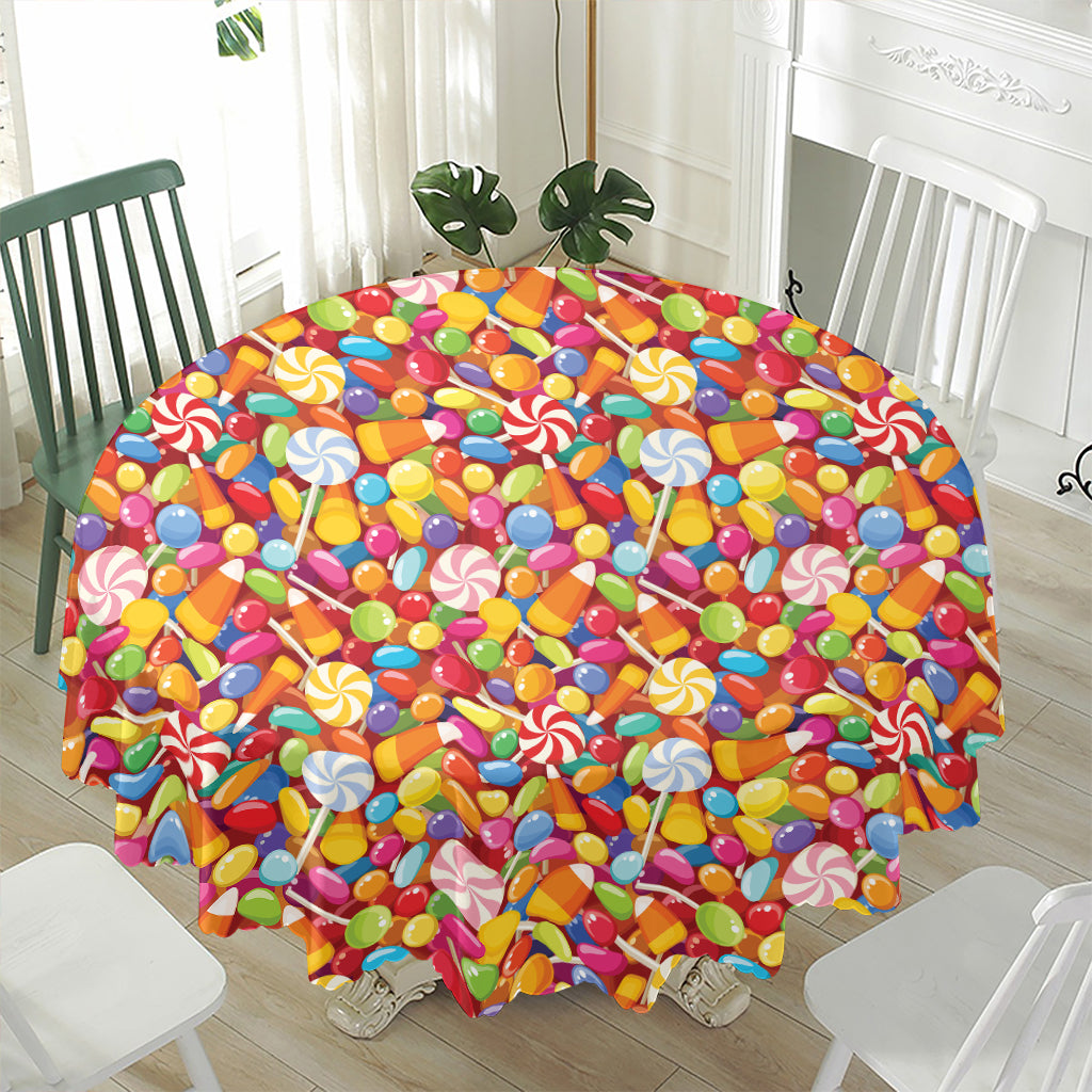 Colorful Candy Pattern Print Waterproof Round Tablecloth