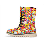Colorful Candy Pattern Print Winter Boots