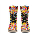 Colorful Candy Pattern Print Winter Boots