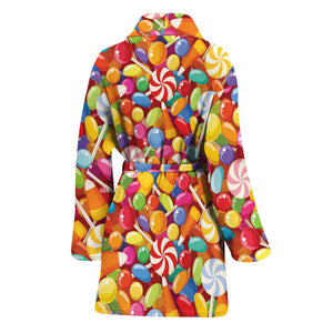 Colorful Candy Pattern Print Women's Bathrobe