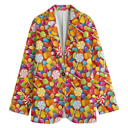 Colorful Candy Pattern Print Women's Blazer