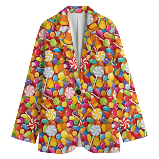Colorful Candy Pattern Print Women's Blazer