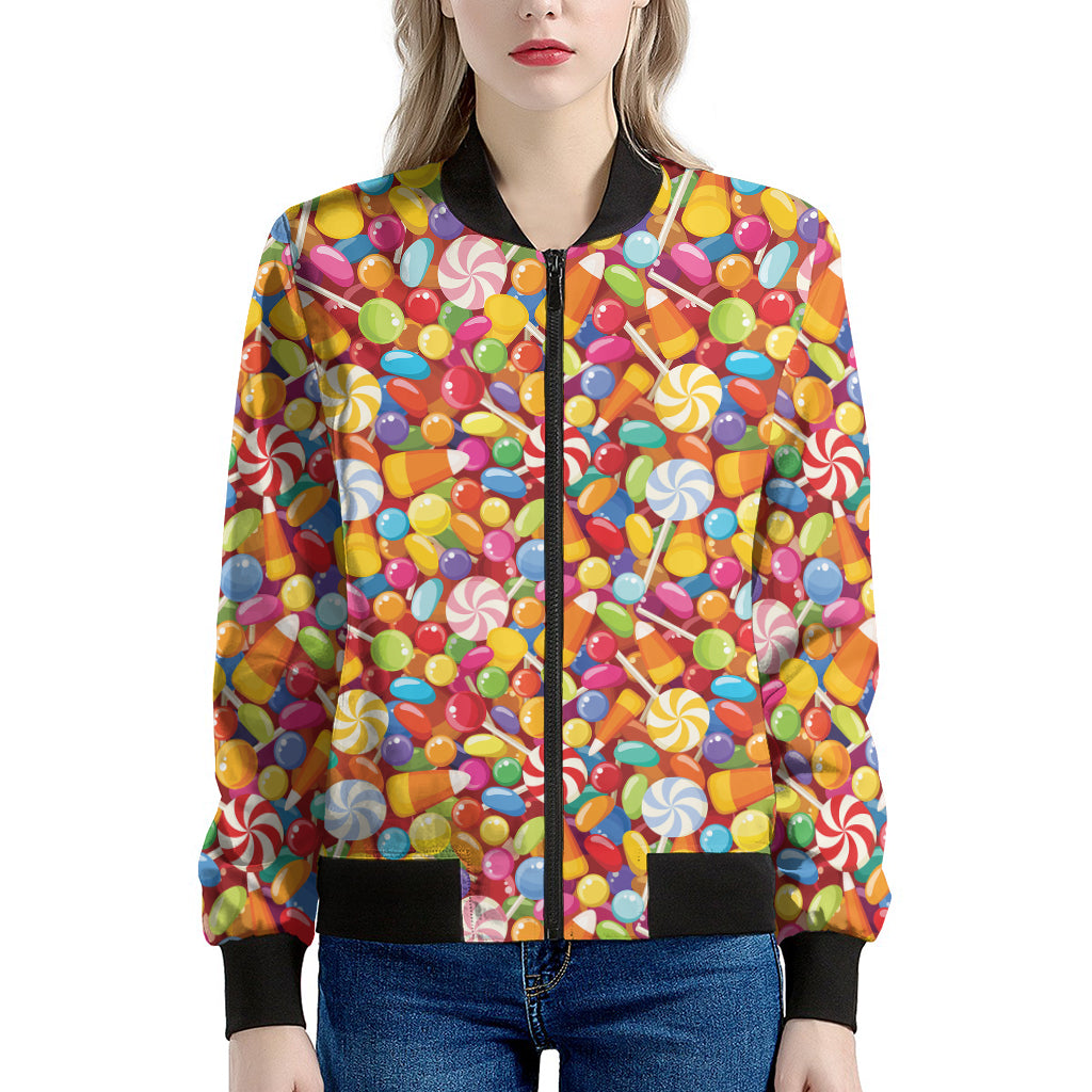 Colorful Candy Pattern Print Women's Bomber Jacket