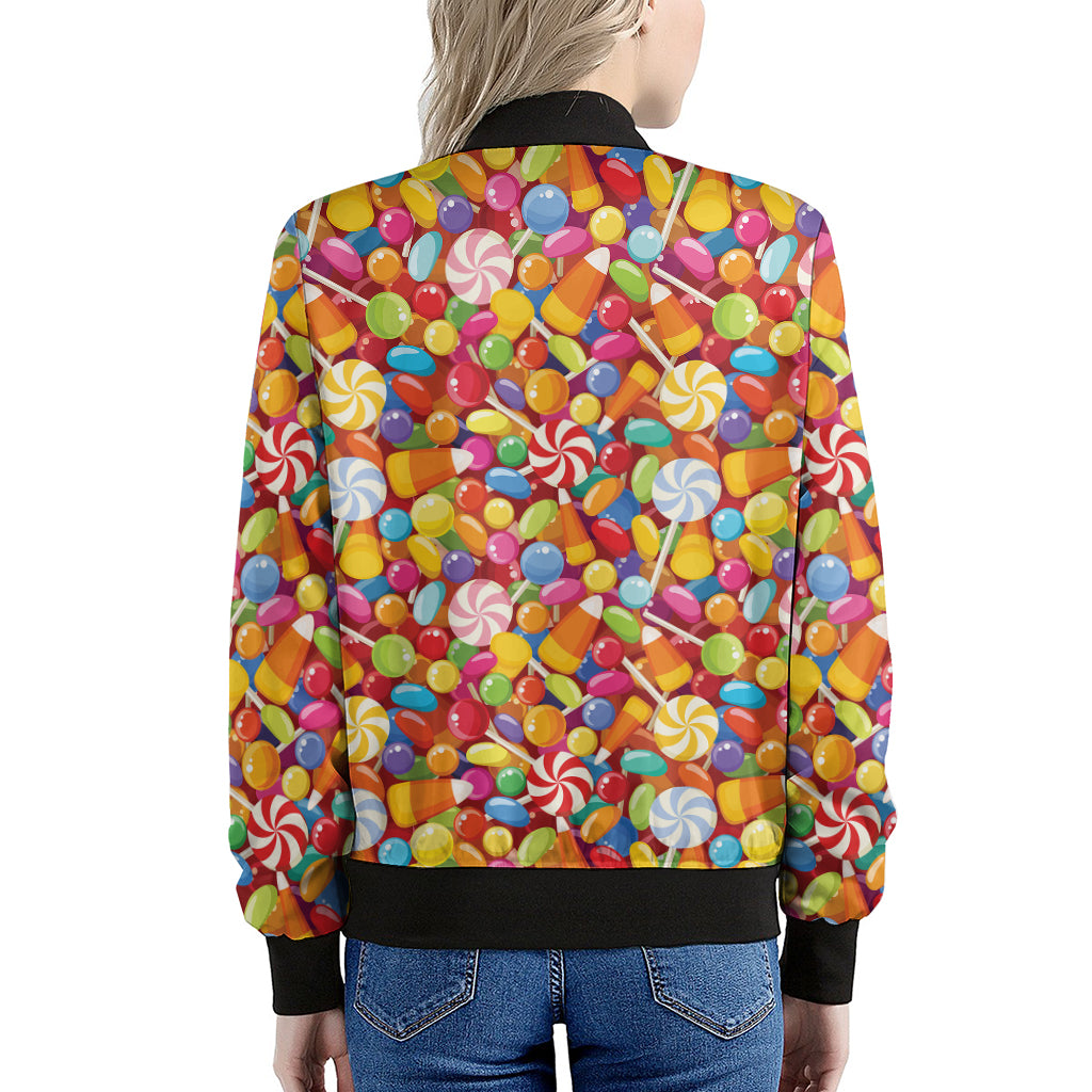 Colorful Candy Pattern Print Women's Bomber Jacket