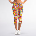 Colorful Candy Pattern Print Women's Capri Leggings