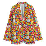 Colorful Candy Pattern Print Women's Cotton Blazer