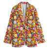 Colorful Candy Pattern Print Women's Cotton Blazer