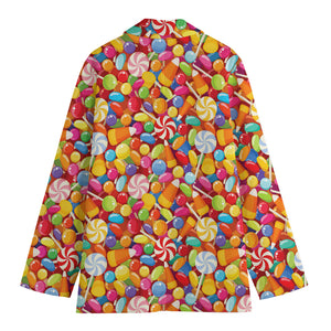 Colorful Candy Pattern Print Women's Cotton Blazer