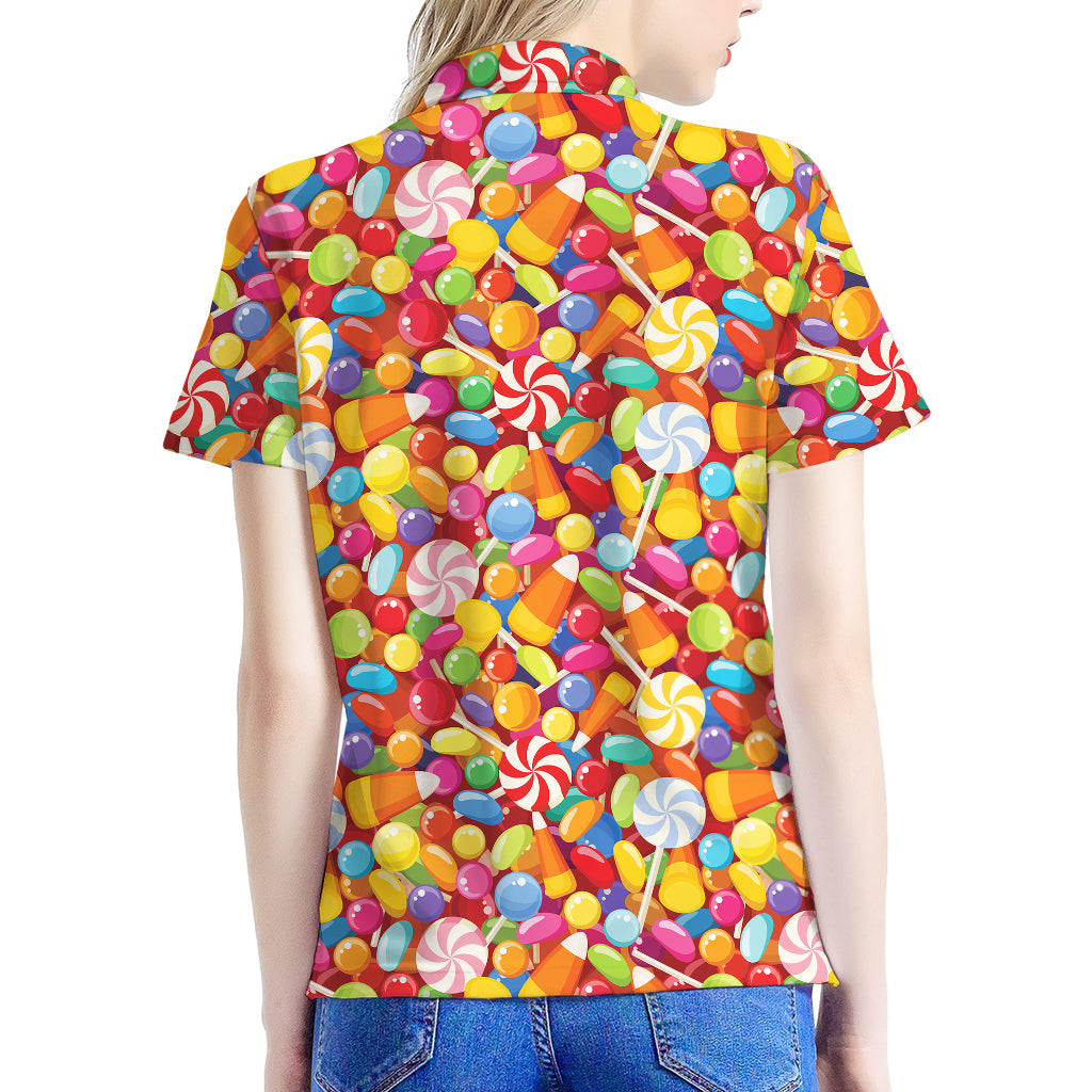 Colorful Candy Pattern Print Women's Polo Shirt