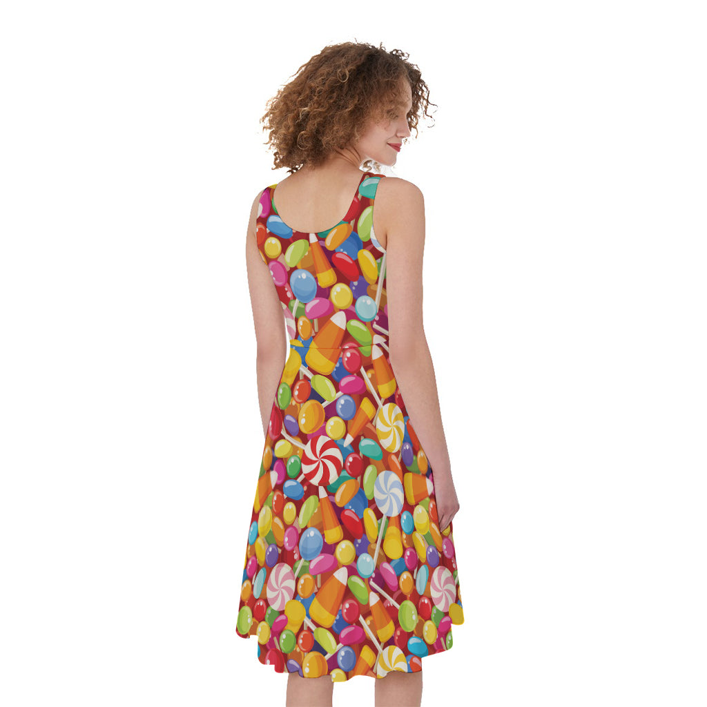 Colorful Candy Pattern Print Women's Sleeveless Dress