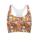 Colorful Candy Pattern Print Women's Sports Bra
