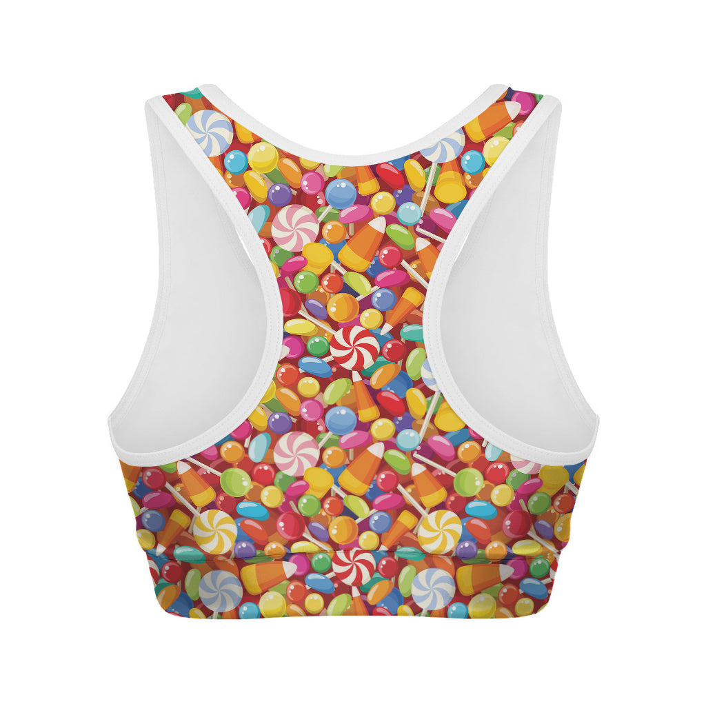 Colorful Candy Pattern Print Women's Sports Bra