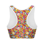 Colorful Candy Pattern Print Women's Sports Bra