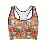 Colorful Candy Pattern Print Women's Sports Bra