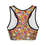 Colorful Candy Pattern Print Women's Sports Bra