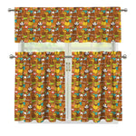 Colorful Cartoon Baby Bear Pattern Print 3 Piece Kitchen Curtains