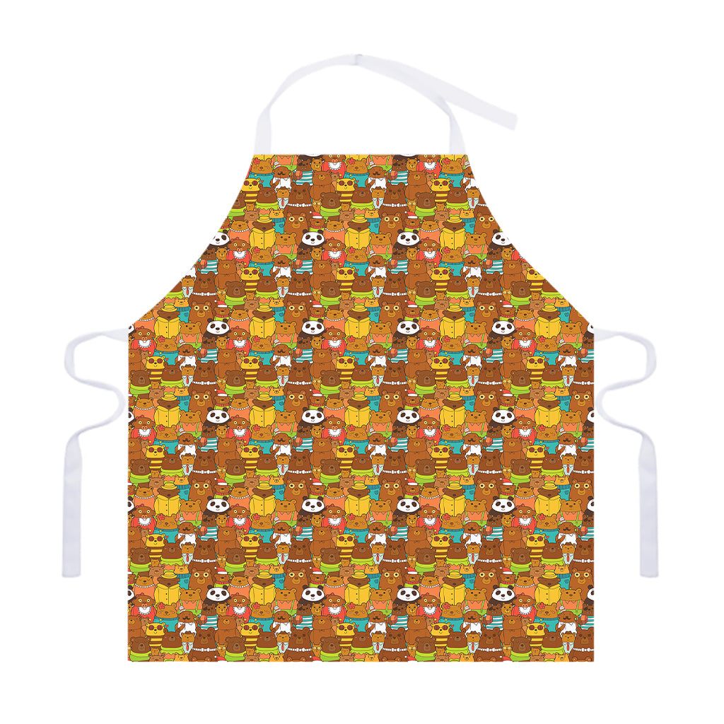 Colorful Cartoon Baby Bear Pattern Print Adjustable Apron