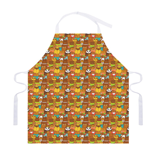 Colorful Cartoon Baby Bear Pattern Print Adjustable Apron