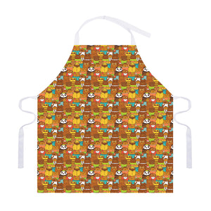 Colorful Cartoon Baby Bear Pattern Print Adjustable Apron