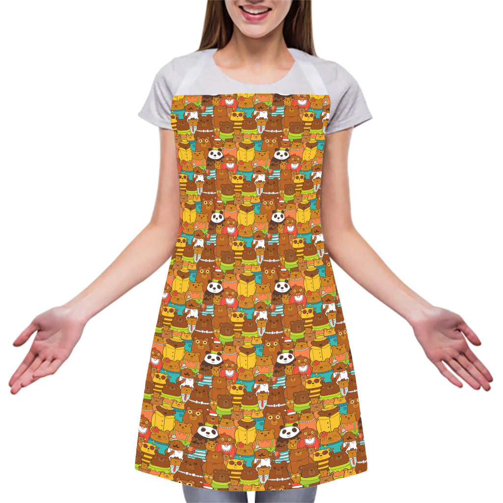 Colorful Cartoon Baby Bear Pattern Print Adjustable Apron