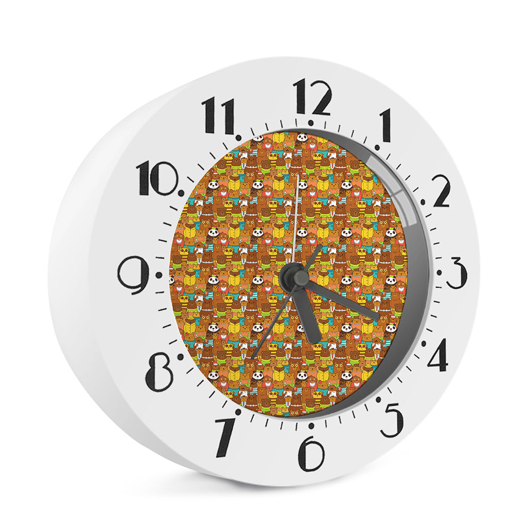 Colorful Cartoon Baby Bear Pattern Print Alarm Clock