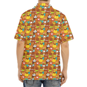 Colorful Cartoon Baby Bear Pattern Print Aloha Shirt