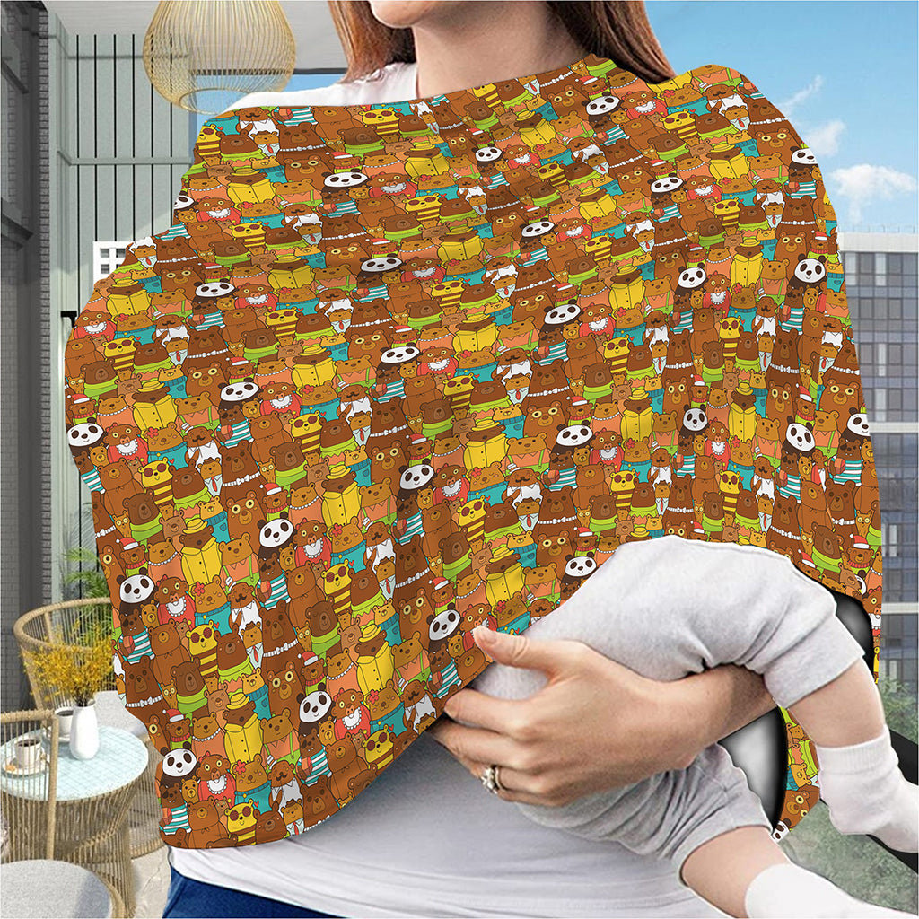 Colorful Cartoon Baby Bear Pattern Print Baby Seat Cover