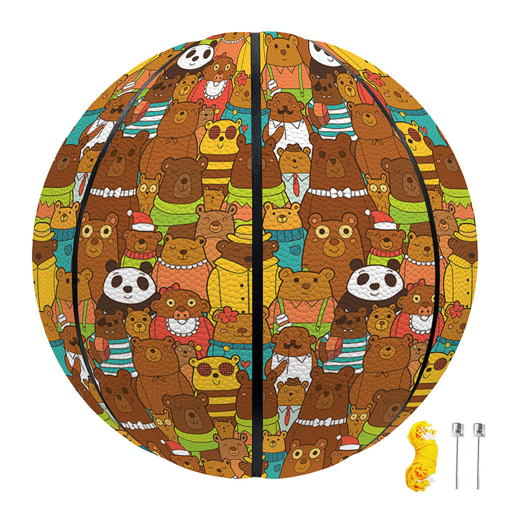 Colorful Cartoon Baby Bear Pattern Print Basketball