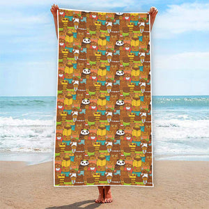 Colorful Cartoon Baby Bear Pattern Print Beach Towel