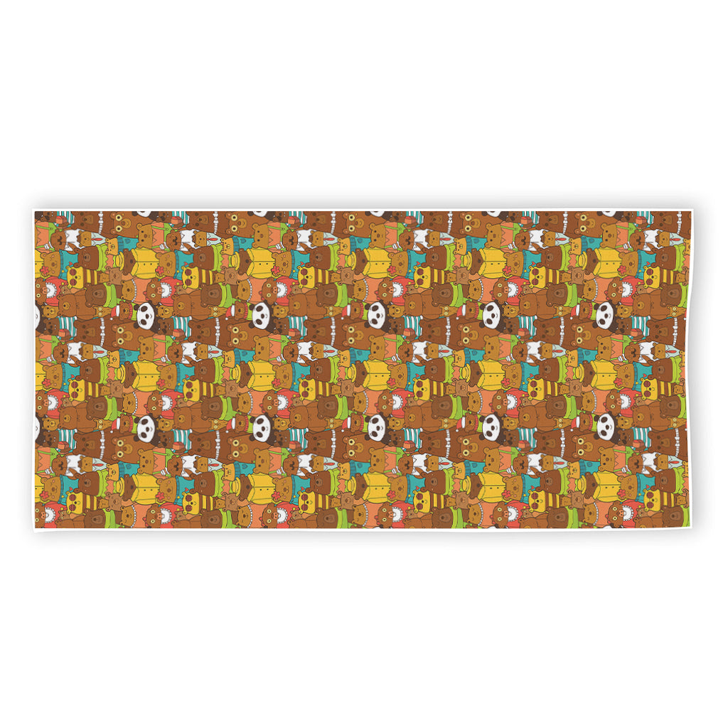 Colorful Cartoon Baby Bear Pattern Print Beach Towel