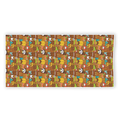 Colorful Cartoon Baby Bear Pattern Print Beach Towel
