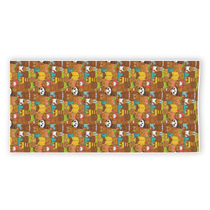 Colorful Cartoon Baby Bear Pattern Print Beach Towel